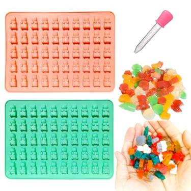 Imagem de Molde de silicone de goma de urso, 2 peças de mini moldes de goma para geleia, gomas, chocolate, biscoito, sobremesa, bolo, decoração, sabonete, gelatina, petiscos para animais de estimação, assar