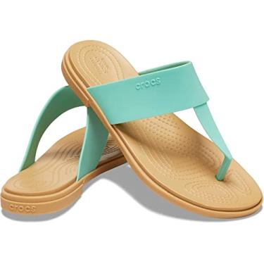 Imagem de Crocs Sandálias femininas Tulum – Cabedal termoplástico, alças elegantes com design de bico e palmilha de EVA, Pedra de jade, 34