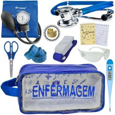 Imagem de Kit Academico Enfermagem Premium Preto Completo - Love Saude, AZUL TRA