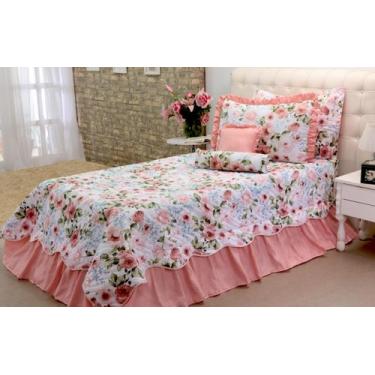 Imagem de Kit 3 Pçs Cobre Leito Colcha Solteiro Belize com Babados - DECCORALLE,