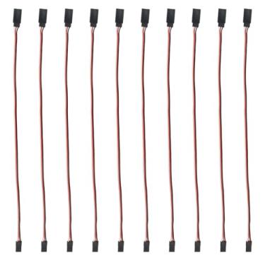 Imagem de Eilumduo 10 Pcs Male to Female Servo Extension Cable, 300mm Red Wire Black Cable, 11.81inch Lead Wire for RC Airplane/RC Car Helicopter