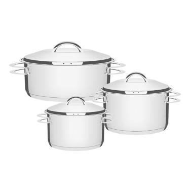 Imagem de Jogo Caçarola Funda Rasa Solar 3 Peças Aço Inox Tramontina