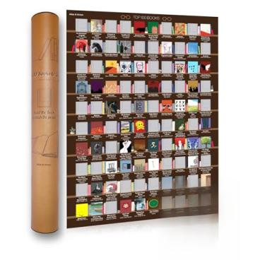 Imagem de Atlas & Green Pôster dos 100 melhores livros. Top 100 Scratch Off Book Poster. Grandes livros A2 Scratch Off com tubo de presente