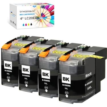Imagem de LC20E BK Cartucho de tinta preto XXL de substituição para impressora Brother LC20E LC-20E para impressora Brother MFC-J985DW MFC-J775DW J5920DW, pacote com 4