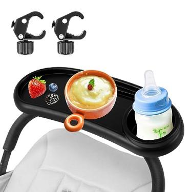 Imagem de Bandeja de lanche para carrinho de bebê com suporte de copo bandeja universal removível para lanches de bebê com fivela ajustável e ganchos suporte reutilizável de lanches para carrinhos de bebê (A)