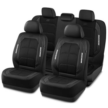 Imagem de Skechers Capas de assento resfriadas a ar e de espuma viscoelástica - capa de assento de carro de couro suprimento de conforto e suporte, conjuntos completos de capas de assento, compatível com airbag