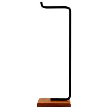 Imagem de Papeleira Porta Papel Chão Banheiro Lovell Base Madeira Peroba Preto DHom