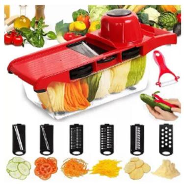 Imagem de Mandolin Profissional Cozinha Slicer Aço Inox Fatiador Cortador Ralador De Legumes Verduras Frutas Alimentos