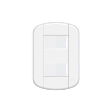Imagem de Interruptor Simples Duplo Fame Blanc+ Distanciados Com Placa 4x2 Branco