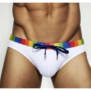 Imagem de Sunga Com Cós Arco-íris Todas As Cores - Alvez Alves, Branco, 44/GG