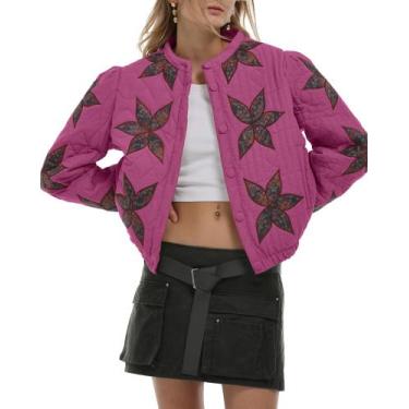 Imagem de Jaqueta feminina casual Locachy Cropped Puffer Rose XXL