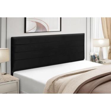Imagem de Cabeceira Estofados Casal Queen Quarto 1,64cm Talita Suede Preto Madelina Decor