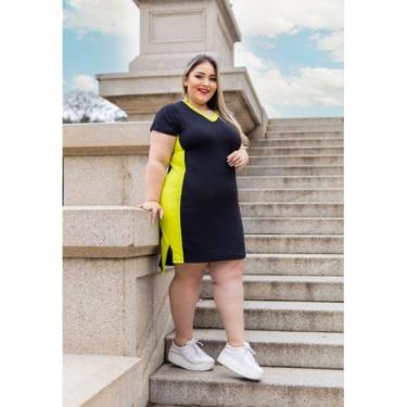 Imagem de Vestido Curto Plus Size Mullet Decote Em V Faixa Lateral - luh may, Am