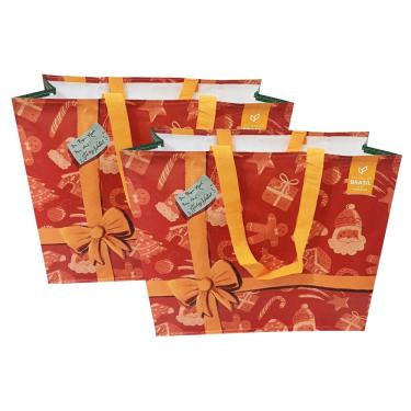 Imagem de 2 Sacolas Grandes Ráfia 39X44X22Cm Natal Presente B4U