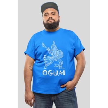 Imagem de Camiseta Ogum Orixá Masculina Plus Size G1 G2 G3 - BLACKCHIC, Azul tur