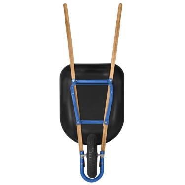 Imagem de Carrinho de Mão Tramontina com Caçamba Rasa Plástica Preta 50 L, Braço de Madeira e Pneu com Câmara