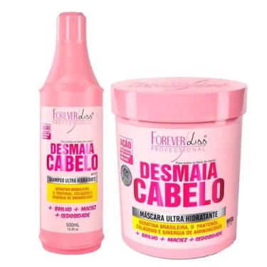 Imagem de Kit Desmaia Cabelo Shampoo 500ml e Máscara 950g Forever Liss - Forever