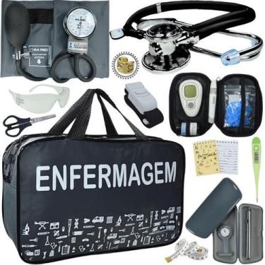 Imagem de Kit Bolsa Cores Aparelho Pressao Esfigmomanometro Enfermagem Pa Med - 