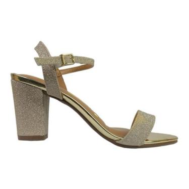 Imagem de Sandália Vizzano Salto Médio 6262474, Dourado, Glitter, 36
