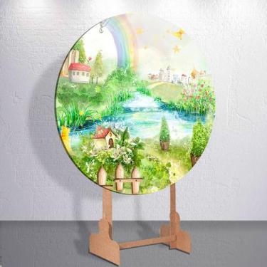 Imagem de Painel Redondo Jardim Encantado Capa Sublimada de Festa Tamanho Grande