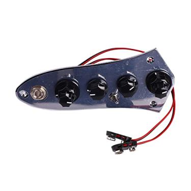 Imagem de Pilipane Placa de controle totalmente carregada pré-cabeada com chicote de fios para Jazz Bass Acessórios de instrumentos de comutação ativa passiva metal à prova de ferrugem 15,25 x 6,96 x 5,06 cm