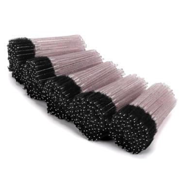 Imagem de Tbestmax 500 peças de varinhas de rímel descartáveis para cílios pincel de sobrancelha, aplicadores de carretéis de cílios para extensão de cílios - cabo colorido, preto