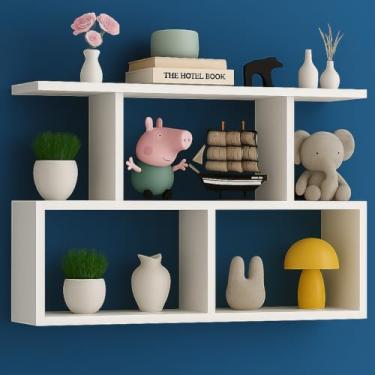 Imagem de prateleira mdf nicho decorativo 70x90x15cm porta livro enfeites organizador de sala quarto escritorio sixteen decor