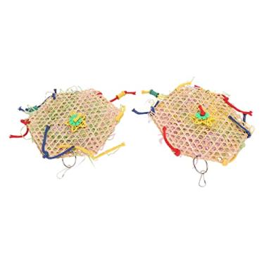 Imagem de Yctze Brinquedos Vibrantes do Triturador do Papagaio de 2 Pces-brinquedos de Mastigação Pássaro de Suspensão para o Divertimento e o Playtime, Materiais Naturais Eco-amigáveis