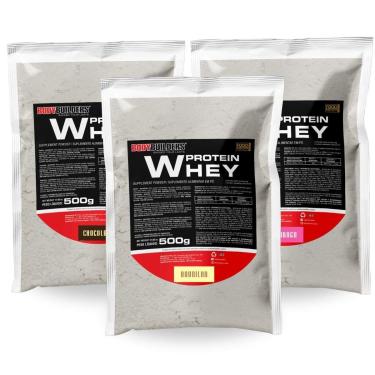 Imagem de KIT 3x Whey Protein 500g - Sabor BAU - CHO - MOR + BCAA 100g - Bodybuilders-Unissex