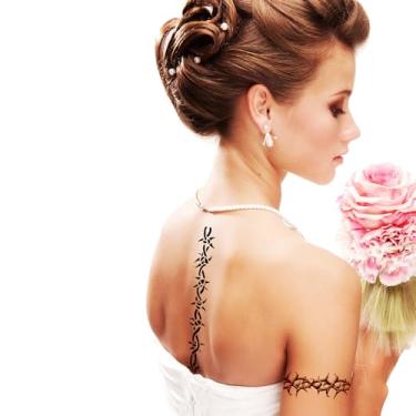 Imagem de 9 folhas de adesivos de tatuagem de arame farpado de Halloween, tatuagem de arame farpado de presidiário para mulheres, crianças e homens