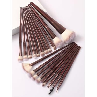 Imagem de 20 conjuntos de pincéis de maquiagem poderosos, pincéis de blush, pincel de sombra, pincel delineador para líquido, creme e pó - polido, mistura e pincel facial (bordô)