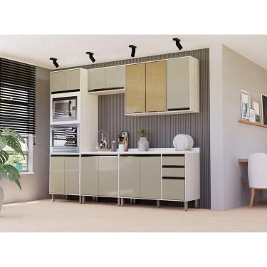 Imagem de Cozinha Modulada Compacta 5 Peças Com Tampo Linea Luciane Mó Pátina Ff-mocca Laca