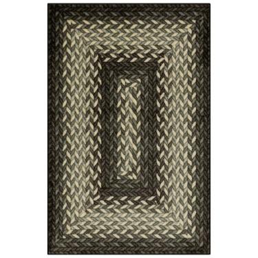 Imagem de Maples Rugs Marion Tapete de área com estampa de design trançado boêmio – Feito nos EUA – lavável, tapete antiderrapante para entrada, hall de entrada, cozinha e banheiro, 116,8 x 76,2 cm, preto