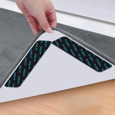 Imagem de 16 peças de fita de tapete, almofadas antiderrapantes para pisos e azulejos de madeira, mantenha os cantos planos (paralelogramo)