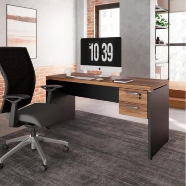 Imagem de Escrivaninha Mesa Escritório Diretor Retangular com Gaveteiro Suspenso