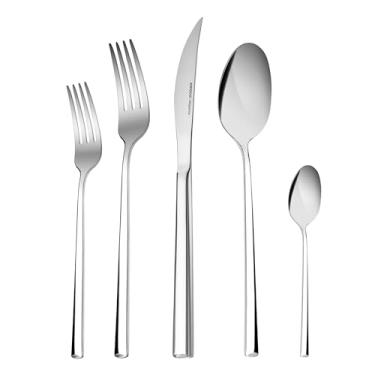 Imagem de Karaca Conjunto de talheres Tivoli Silver de 30 peças, para 6 pessoas, conjunto de talheres de aço inoxidável 18/10, resistente ao calor, resistente à corrosão, 3 mm de espessura, prata