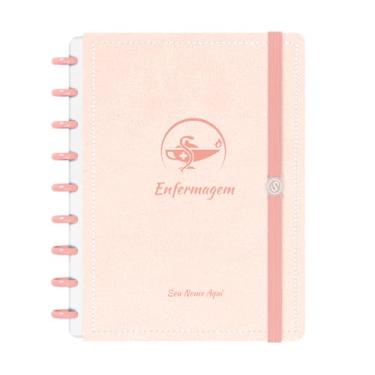 Imagem de Caderno De Disco Iscool Inteligente Personalizado 80 Folhas Profissões Couro Rosa Enfermagem Médio M