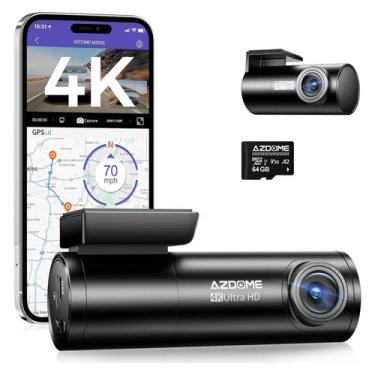 Imagem de Dash Cam AZDOME M300S 4K 170 frontal e traseiro WiFi GPS 64GB SD