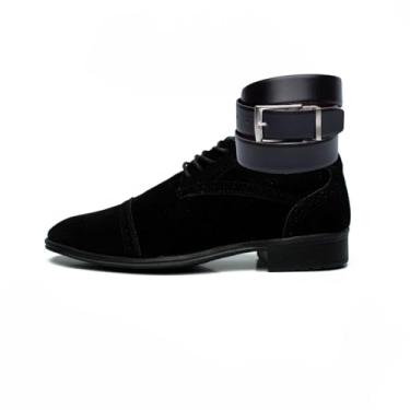 Imagem de Sapato Social Oxford Masculino em Couro Sintético, Estilo Brogue, Sola Tratorada, para Escritório e Igreja, com Cinto Confortável (Preto, BR, Adulto, Numérico, 38)