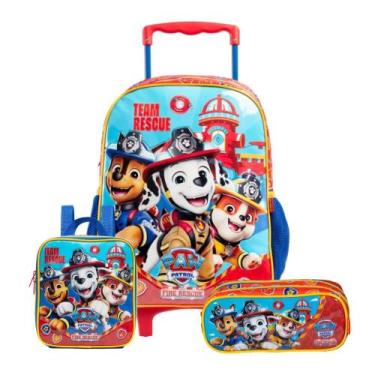 Imagem de Kit mochila rodas 16, lancheira estojo patrulha canina 15290 xeryus