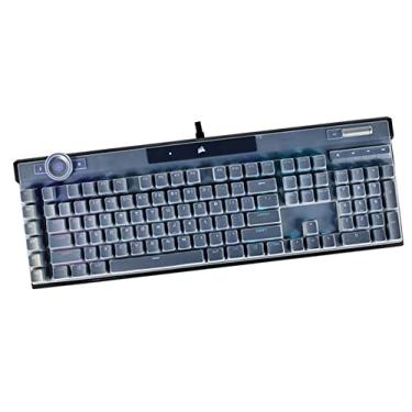 Imagem de Capa de silicone para teclado compatível com teclado Corsair K100 RGB óptico-mecânico para jogos e teclado mecânico para jogos Corsair K100 RGB com chaveiros prateados Cherry MX Speed RGB