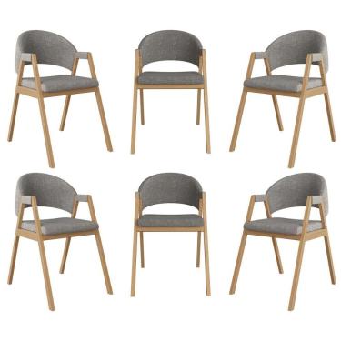 Imagem de Kit 6 Cadeiras Para Mesa De Jantar Moderna Linho Balaqui Grafite