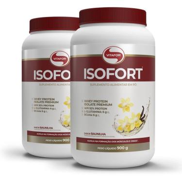 Imagem de Kit 2 Whey Protein Isofort Vitafor 900g Baunilha