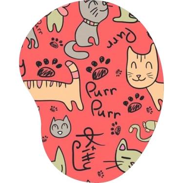 Imagem de Mouse Pad Ergonômico Gota Arte Gatinhos Desenho Estampado Rosa