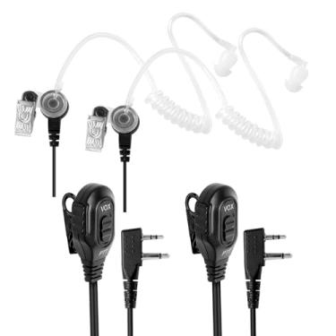 Imagem de H HAOSHENGDA Pacote com 2 fones de ouvido para rádios Midland – Fone de ouvido de vigilância de tubo acústico com PTT e função VOX ajustável, compatível com Walkie Talkies Midland GXT, LXT e G-Series