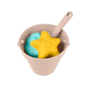 Imagem de Life Brinquedos De Praia Silicone Kit Infantil Balde Pá Rastelo Flexível Atóxico Portátil Para Areia E Água - Diversão Garantida