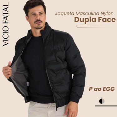 Imagem de Jaqueta Masculina Nylon Dupla Face sem Capuz Gola Alta Bolso em Ziper-Masculino