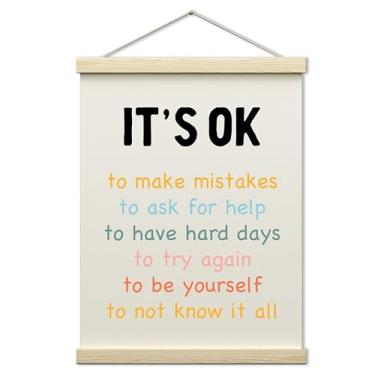 Imagem de CWIOQPYI Decoração de parede Positive Affirmations para crianças, moldura de pôster, faixa de tela para sala de jogos de berçário de sala de aula, inspiração de parede arco-íris, 30 x 39,9 cm - A08