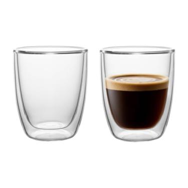 Imagem de NIRA.Z Pacote com 2 canecas de café de vidro de parede dupla de 300 ml, fundo sem furo, xícaras de café de vidro borossilicato isoladas, canecas transparentes para bebidas quentes e frias, perfeitas