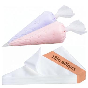 Imagem de Sacos de confeitar descartáveis de 45,7 cm, 400 unidades de sacos grandes de confeitar antiderrapantes, sacos de confeiteiro de plástico espesso para sobremesas, bolos, pães e biscoitos